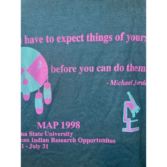 Vintage Montate State Shirt MAP Expect Things of Yourself Green Tee VTG 1998 XL - Picture 9 of 13